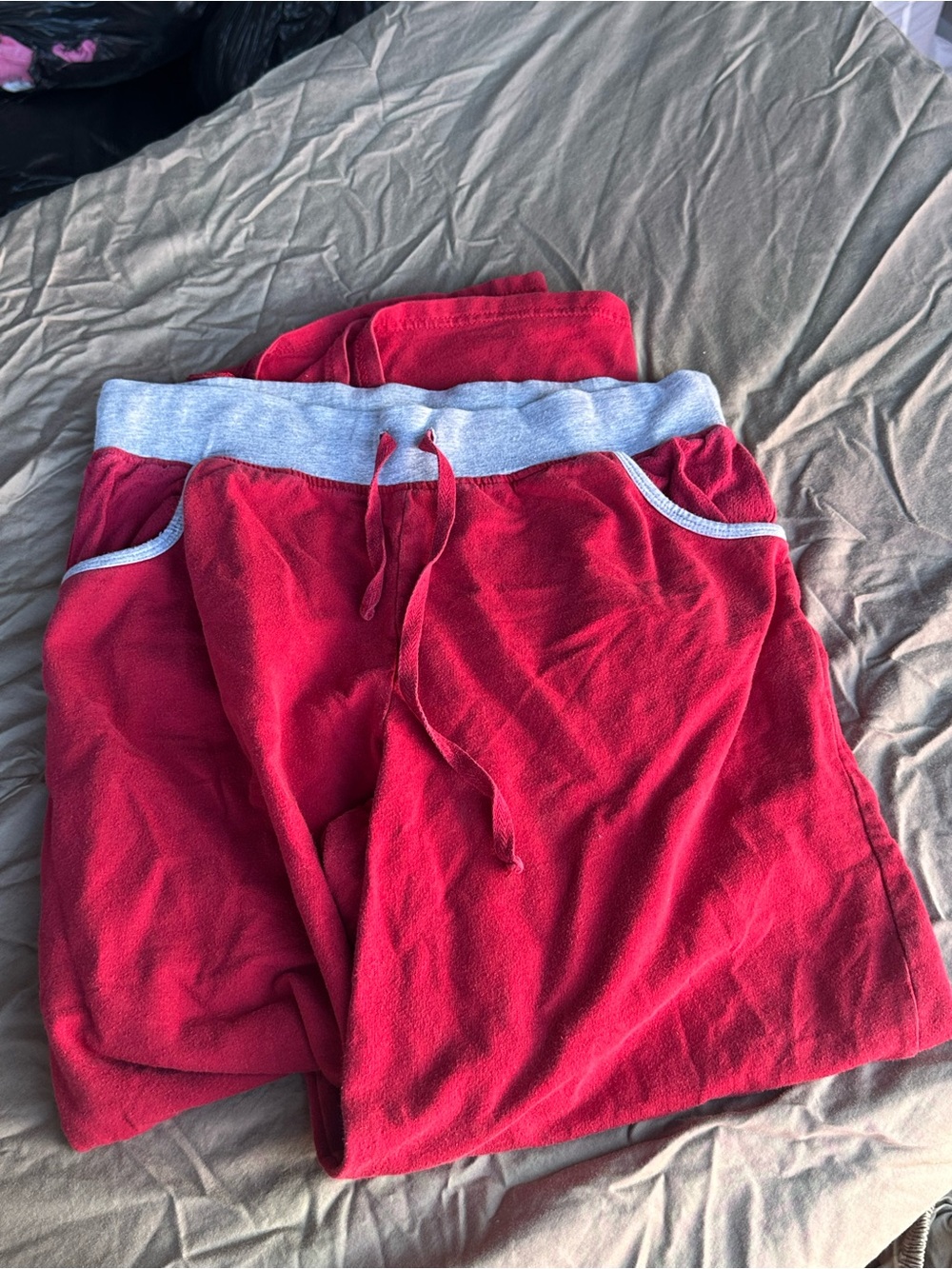 Tommy Hilfiger Red Sleepwear Pants with Heather Gray Waistband
